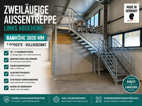 Stahltreppe m links - stahltreppe, 3,6